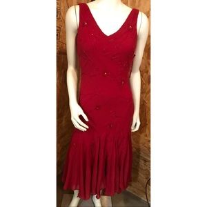 R & K Evening Red Beaded Dress SIZE 4